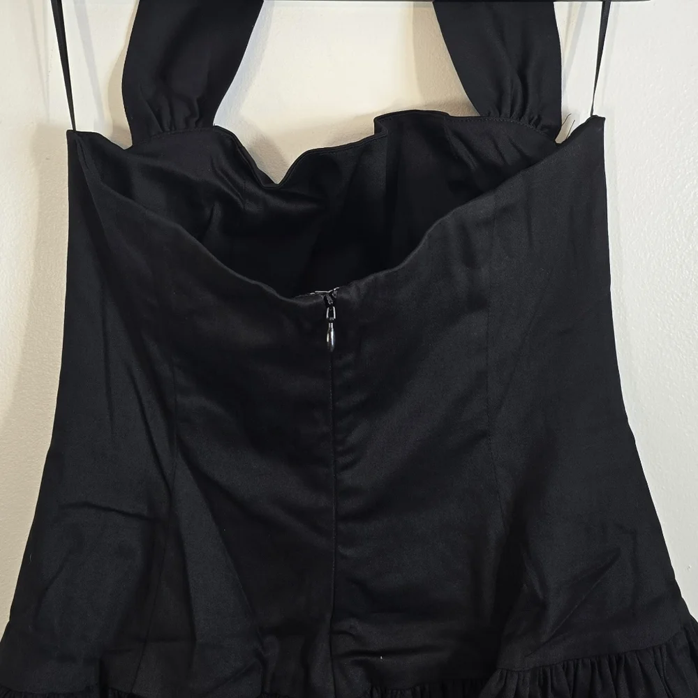 Anthropologie Delfi Collective Bubble Skirt Halter Mini Dress Black M NWT New